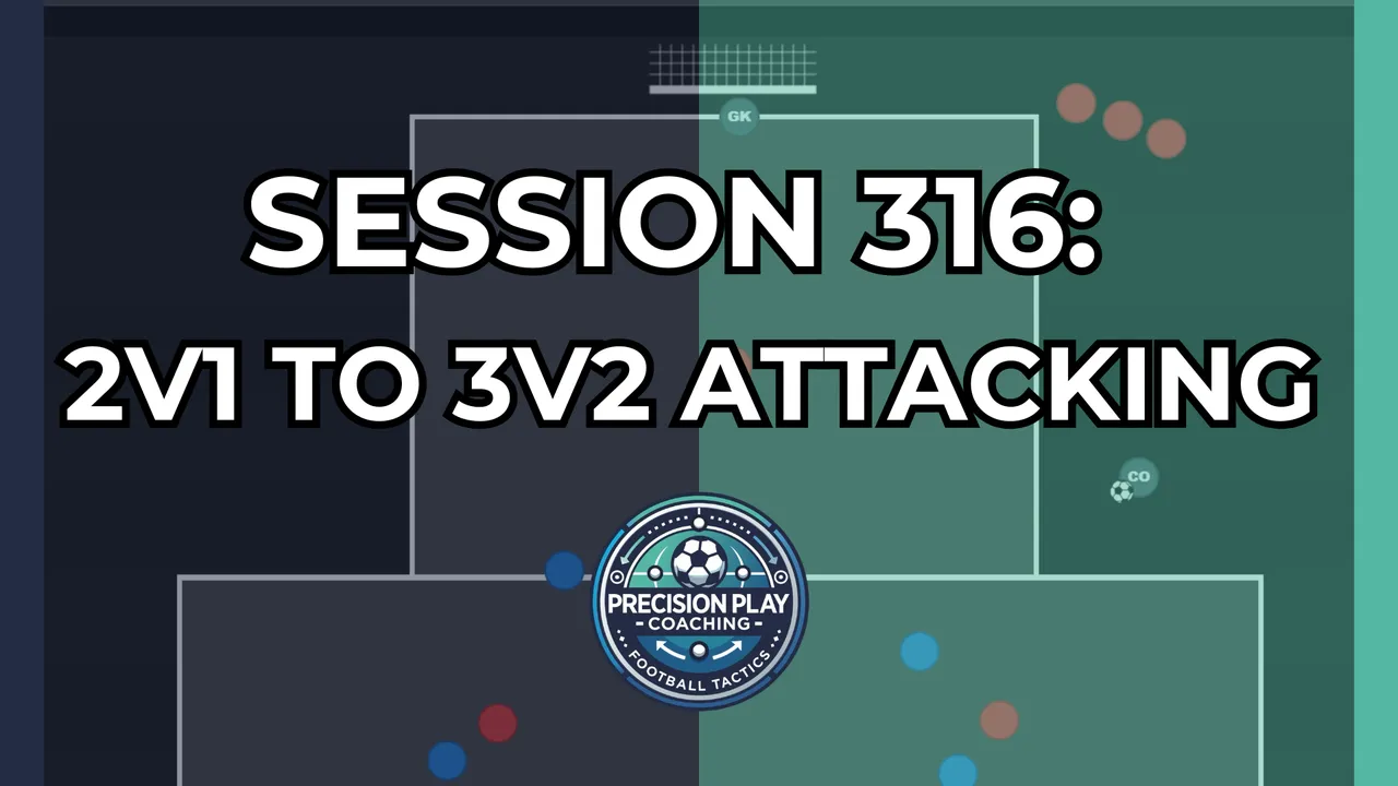 Drill diagram for Session 316: 2v1 to 3v2 Attacking